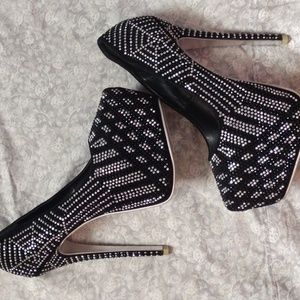 Black and Silver Rhinestone Heels